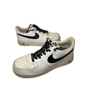 NIKE AIR FORCE 1 07 SHOES MENS 8.5 WHITE BLACK CJ0952-100 Paint‎ Splatter Laces